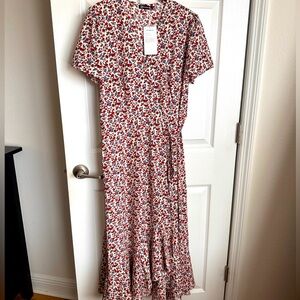 Pretty Garden floral wrap ruffle maxi dress / med/ NWT